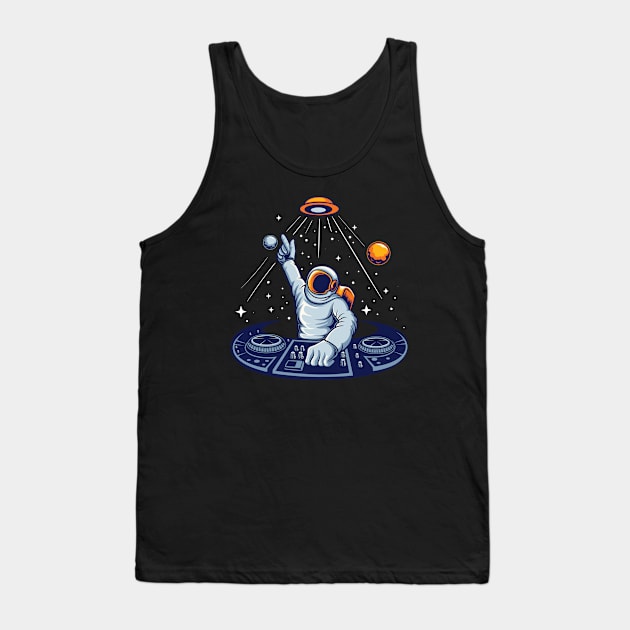 Astronaut DJ Spinning in Outer Space Tank Top by SLAG_Creative